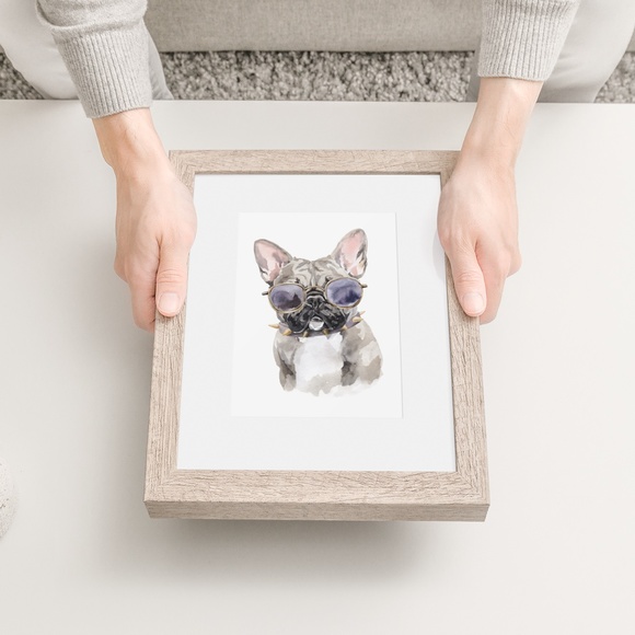 Watercolor French Bulldog Pet Dog Wall Art Illustration Print Poster Unframed - Picture 7 of 14
